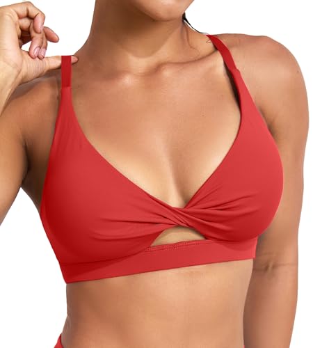 Image of Padded Sports Bras for Women - Strappy Sports Bra Workout Tops for Women Twist Front Gym Tops