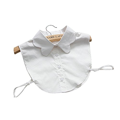 Joyci Winter Spring Cotton Solid Creative Wave Shape Women's Faux Fake Collar White