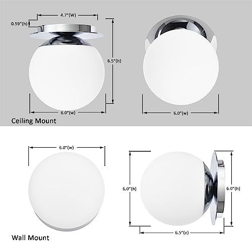 Hanaloa WM0020-1-CH Wall Sconces, 1 Light Modern Globe Sconce, Wall Light For Bedroom Bathroom Living Room & Hallway Vanity Lighting, Ceiling Light Fixture  thumb #2