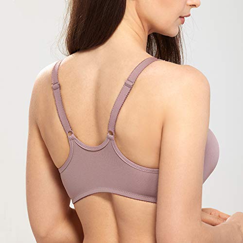 Image of DELIMIRA Women's Front Closure Racerback Bras Plus Size Full Coverage Supportive Underwire Plunge Unlined Bra