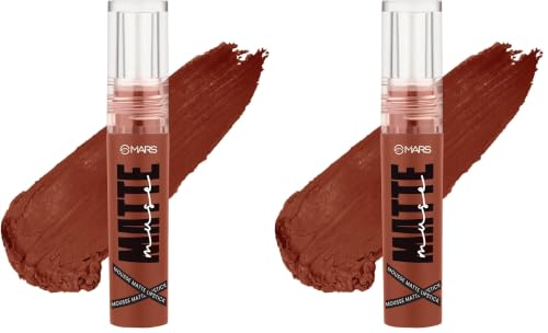 Image of MARS Matte Muse Mousse Lipstick (3ml) (14-RUNWAY QUEEN) with Doe-Foot Applicator | Highly Pigmented | Smooth Texture | Hydrating Formula | Blurry Lips Effect (Pack of 2)