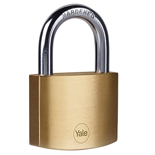 Yale Y110B/50/126/1 - Brass Padlock (50 mm) - Indoor Locks for Ladders, Shutter Doors, Tools - 3 Keys - Standard Security