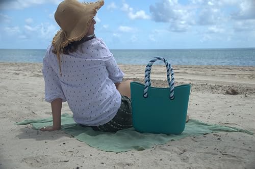 EVA beach bag | Rubber Tote | Waterproof Washable Durable Lightweight | Office Travel | Inner Bag Three pair handles3
