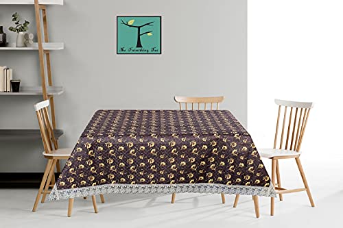 Image of The Furnishing Tree Waterproof Square Shaped Upto 6 Seater Printed Dining Table Cover Size 72x72 inches with White Border Lace