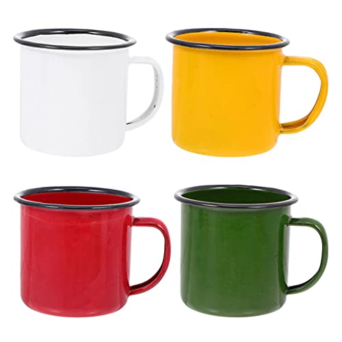 Luxshiny Juego de 4 Tazas de Camping Esmaltadas Tazas de Café Vintage Pequeñas Tazas de Té de Metal Tazas de Sopa de…