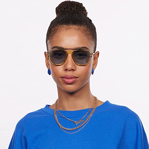 Image of Hip Hop Gold Full Rim Pilot Branded and Stylish Sunglasses For Men & Women | Polarized and 100% UV Protected | Medium | LK S15197