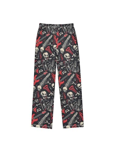 Red Rock Guitar Skull Art Boys Pants for Kids Jogger Pants with Pockets S