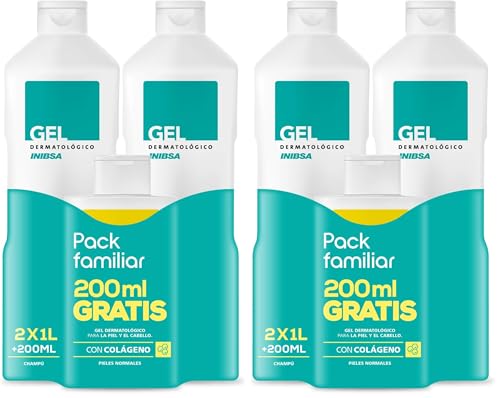 Geles Inibsa 2 Geles Dermatológicos 1000 ml + Champú 200 ml - 1 Pack (Paquete de 2)