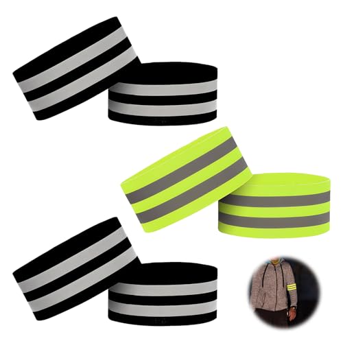 Lot de 6 Pinces à Pantalon de Vélo, Brassard Réfléchissant Élastique Brassard Réfléchissant Vélo Pince Pantalon Velo Bracelets Sécurité Dragonne...