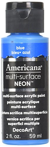 DecoArt Americana Multi Surface Satin Neon Bottle Paint, Acrylic, Blue, 3 x 3 x 7 cm