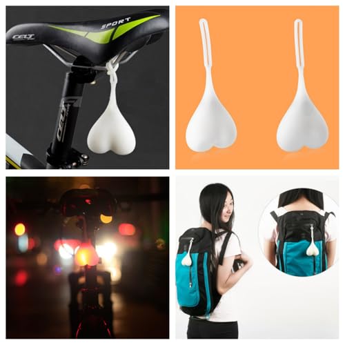 Bike Balls Tail Light,Rear Bike Light,Cycling Lights for Bike,Led Heart Shaped Creative Silicone Light,Cycling Gifts for Men,Waterproof Essential Back Bike Light,Night Warning Bicycle Rear Li-ght,Red - Image 8