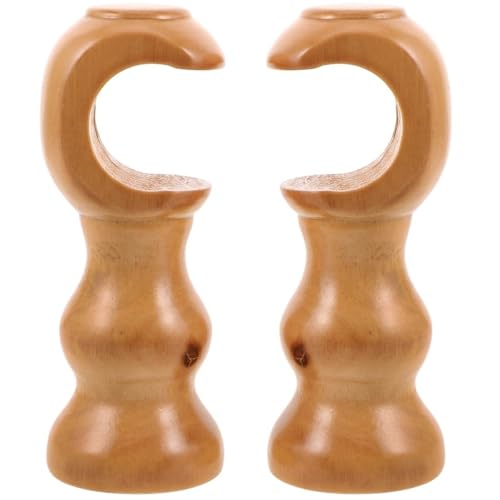 Image of Wooden Curtain Pole Brackets, Set of 2 Solid Wood Finials for Bedroom and Living Room Window Treatments, 28mm Opening Natural Wood Finish Curtain Rod Support, Vintage Style Home Decor Enhancement