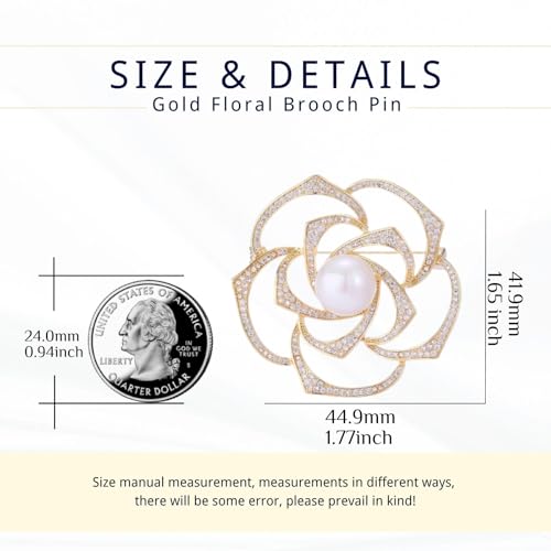 Image of Flower Brooch for Women Rhinestone Flower Brooch Pins Floral Brooches Jewelry Gift for Mom Wife
