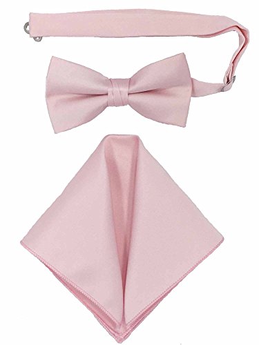 Spencer J's Men's Bowtie and Pocket Square Set Verity of Colors (Pink)