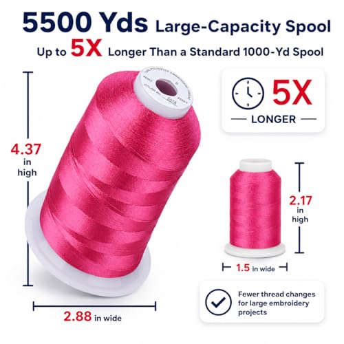 Image of Simthread Embroidery Machine Thread 5000M 40WT Polyester, Passion Pink S078 | 5000M 40WT polyester thread feeds smoothly for home or commercial embroidery projects.