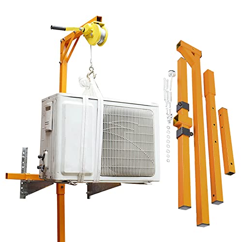 Stainless Steel Lifting Tool Set for Air Conditioner Outside Installation, Outdoor Bracket Crane Tool with Hanger, Pulley and 15M Ropes, USA Stock (15M/49.21FT Ropes)