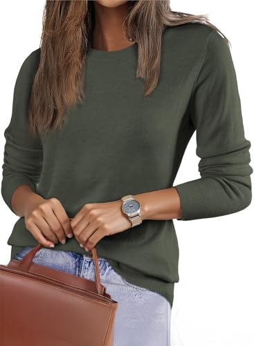 Image of EVALESS Fall Sweaters for Women 2026 Trendy Wool Blend Sweaters Long Sleeve Crewneck Fall Outfits Pullover Sweater Tops