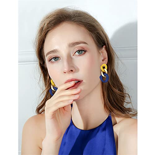 Charm Elegant Hollow Color Chain Acrylic Geometric Temperament Dangle Drop Earrings Bohemian Minimalist Hypoallergenic Jewelry Gift3