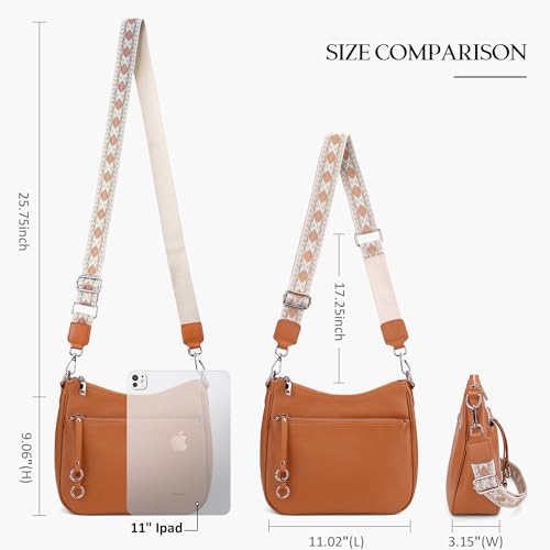Image of befen Genuine Leather Crossbody bag for Women, Brown Leather Purse Women's Hobo Crossbody Purse Shoulder Handbags with Adjustable Wide Shoulder Strap for Everyday and Travel