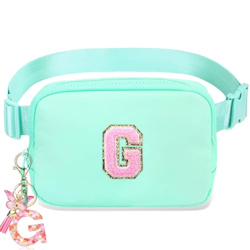 Image of Belt Bag for Girls Gifts - Birthday Gifts for Teenager, Personalized Gifts for Mom Freind Sister Teacher, Graduation GiftsInitial Crossbody Bag Belt Bag for Women Mint Green G