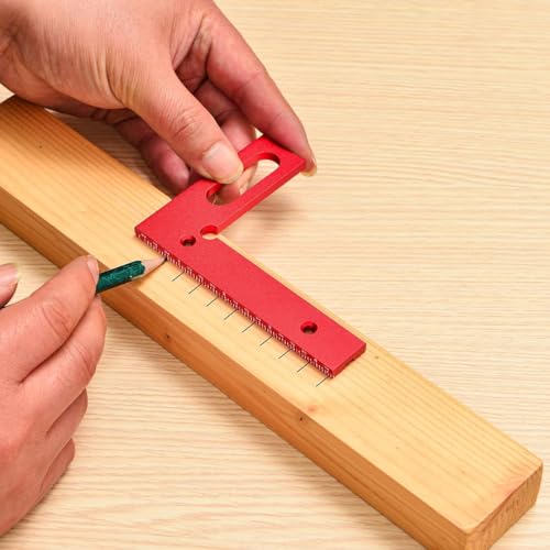 Image of Serplex Aluminum Alloy Woodworking Ruler 45 90 Angle Measuring Tool With Laser-Etched Markings, Multi-Template Design, Precision Carpenter Drawing Line Ruler For DIY & Professional Woodworking Task