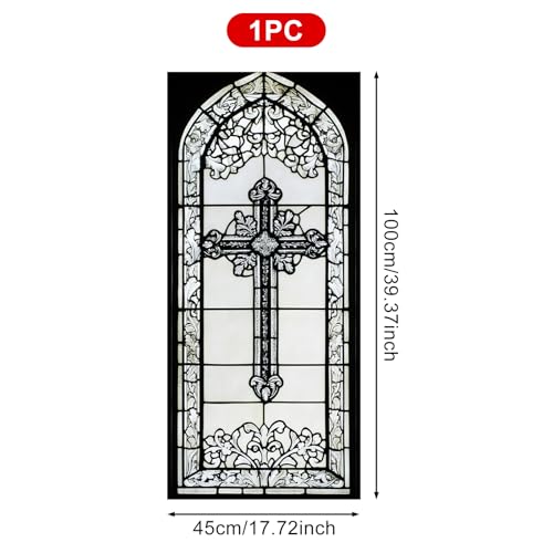 Película de ventana decorativa con diseño gótico de cruz miniatura 3
