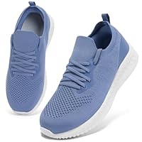 HKR Sneaker Damen Bequem Slip on Orthopädische Schuhe Leichte Sportschuhe Laufschuhe Atmungsaktiv Sommer Schlupfschuhe Büffelblau 39 EU