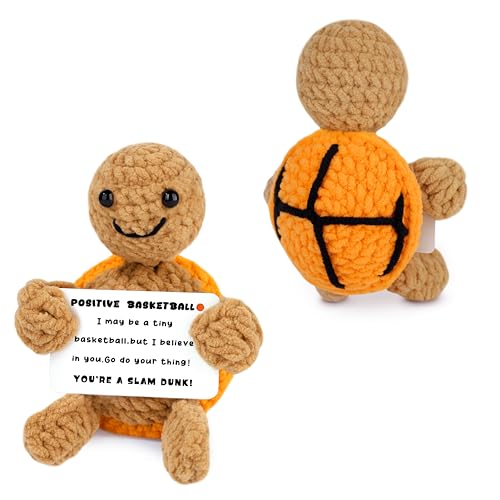 JoycuFF Basketball Gifts - Mini Crochet Basketball Turtle Gift - Inspirational Handmade Gift for Players, Fans - Positive Emotional Support for Teammates