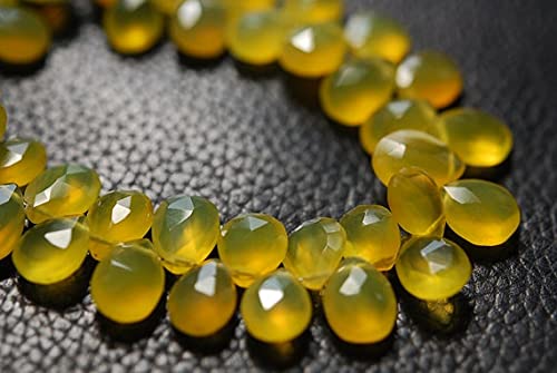 Calcédoine jaune éclat facetté briolette poire 7x10mm pour pendentifs et boucles d'oreilles