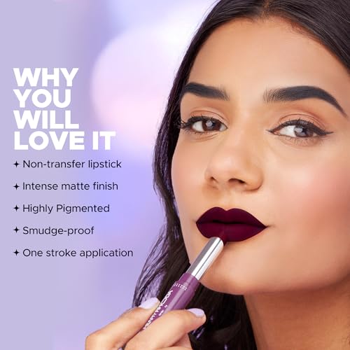 Image of Hilary Rhoda Pro Matte Non-Transfer Lipstick | Waterproof & Non-Transfer Lipstick | 12-Hour Long Stay | Smudge-Proof | Highly Pigmented Matte Finish Lipstick | 2g (Deep Maroon - Shade 27)