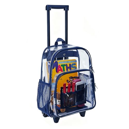 Clearworld Mochila transparente de PVC, resistente ao frio, resistente ao frio, com rodas (preto)