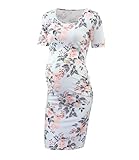 Shen&Qege Maternity Dresses Casual Pregnancy Dress Ruched Side Maternity Bodycon Dress for Baby Shower or Daily Wear