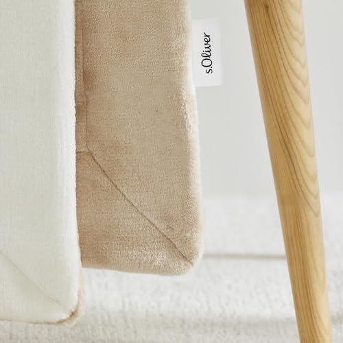 s.Oliver Doublesoft Kuscheldecke 150x200 - super kuschelig & warm, Polyesterflausch Decke beige Creme