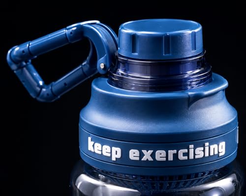 Image of 2 Liters Large Water Bottle With Straw & Handle, Sport Canteen Bottle With Time Marking, Leakproof Gym Water Bottle For Women & Men - Multicolor - Plastic (Light BLue)