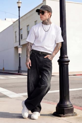 Image of GINGTTO Men's Baggy Barrel Jeans Wide Leg Y2K Denim Pants | Loose Fit Streetwear Casual Hip Hop Skater Vintage Style