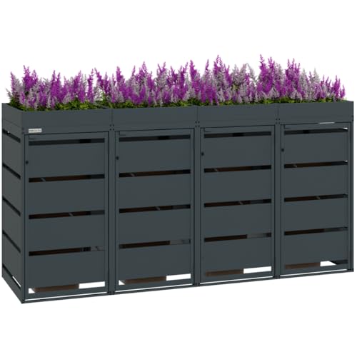 MBOX24 Classic Flora Mülltonnenbox für 4 Mülltonnen (120L) aus...