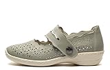 Boulevard L641 - Zapatos casuales de piel con cierre táctil para mujer, Gris claro, 6