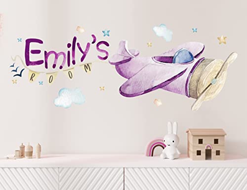 Vinilo decorativo para pared con aviones - nombre infantil miniatura 4