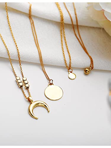 Moon Layered Necklace in Gold