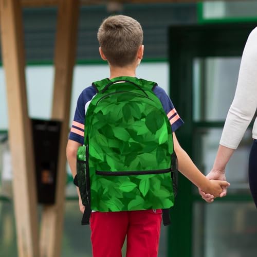 Sac à dos étudiant ergonomique feuilles vertes pour ranger vos cours