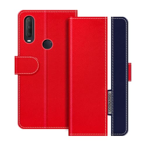UOGNADGD Étui en Cuir Compatible avec SFR Altice S43 Coque Portefeuille avec Fermeture magnétique Support intégré et emplacements Cartes (Rouge)