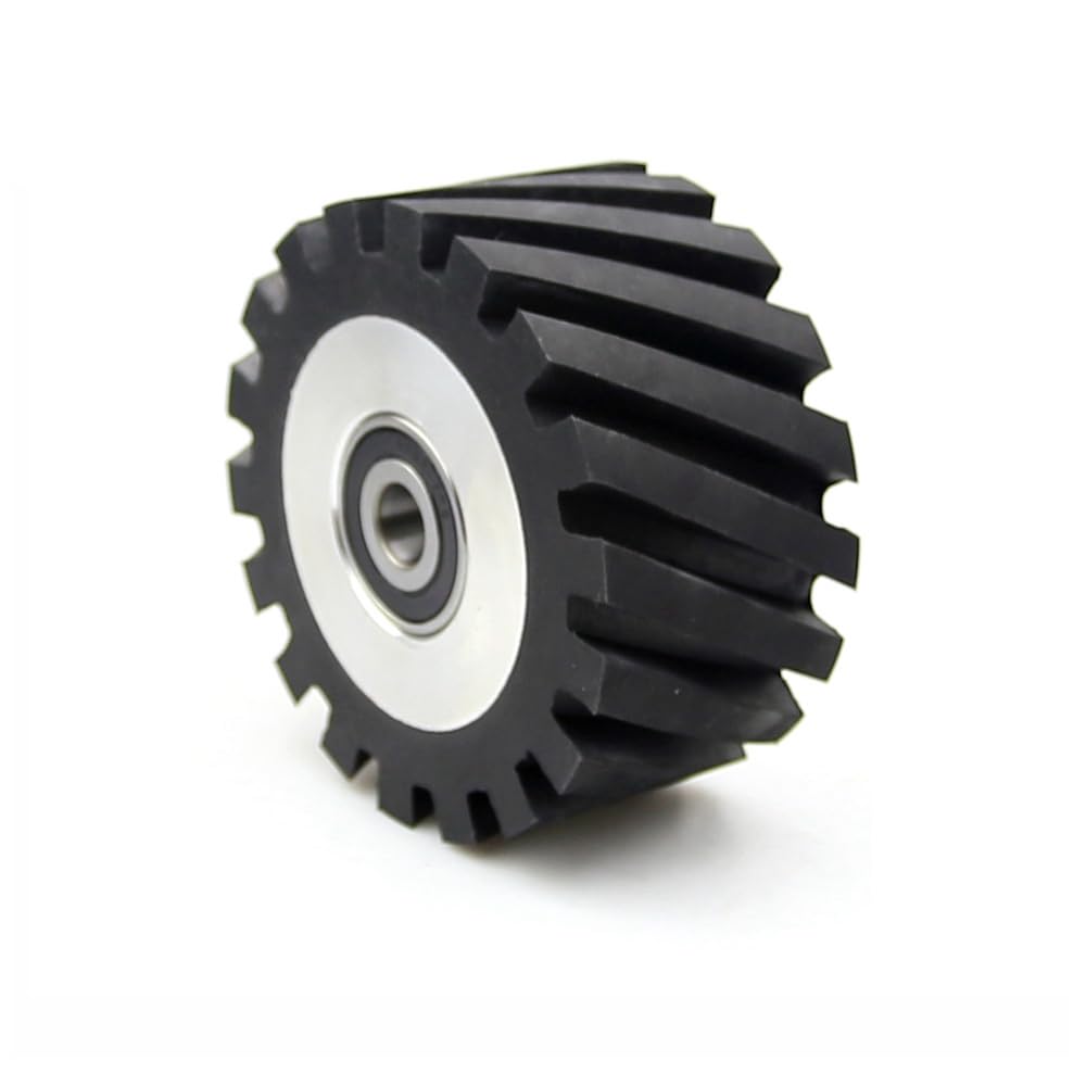 3"-14" x 2" Serrated Rubber Contact Wheel with 6202-1/2 Bearings Belt Grinder Replacement Parts (100x50mm, 80A)