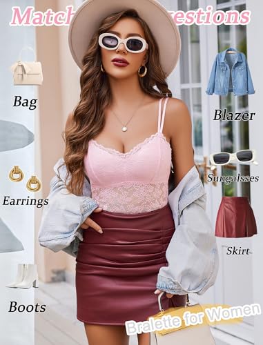 Image of Avidlove Lace Bralette for Women V Neck Camisole Lingerie Spaghetti Strap Tube Slim Tank Top