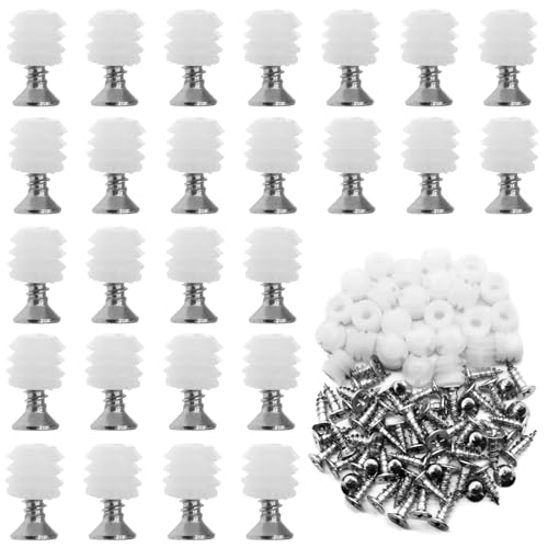 Wjelet 100 Stück Scharnierdübel 10mm, Kunststoff Scharnierdübeleinsätze mit Schrauben,Scharnier Erweiterungsdübel für Schranktüren,Möbelreparatur und Türscharniere