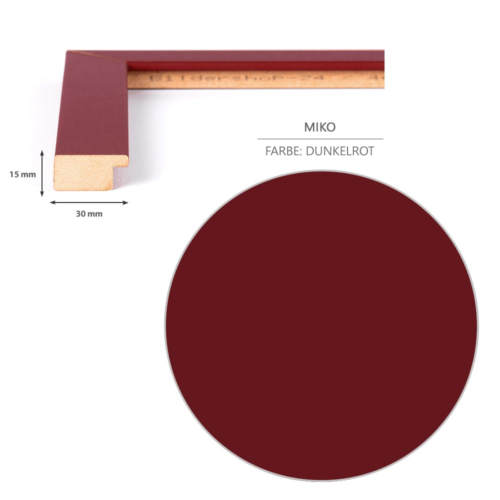 Haak Bilderrahmen modern stabil Miko Dunkelrot 80 X 120 cm Rahmen für Bilder Urkunden Poster Puzzle Pastell Farben