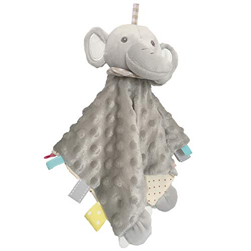 Image of Elephant Baby Security Blanket with Stuffed Animal Super Soft Plush Tags Toy Cute Snuggle Blanket Soothing Sensory Toy Comfort Appease Towel for Baby Toddler Infant,Best Shower Gift - Grey