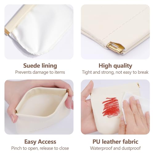 4Pcs Small Makeup Bag for Purse, Mini Travel Cosmetic Bags for Women Portable Coin Purse Lipstick Organizer Makeup Pouch (Black and White)3