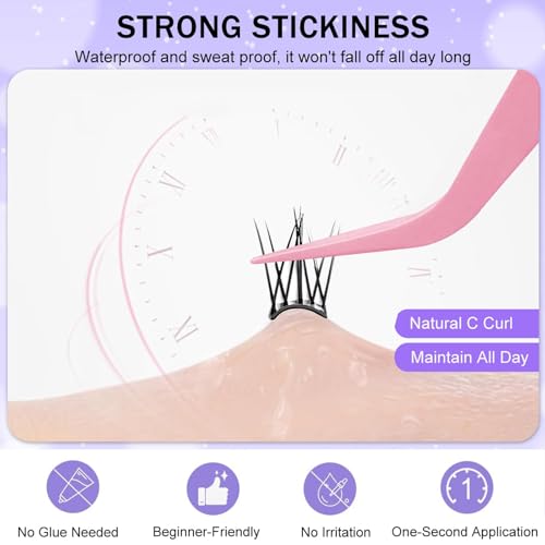 Image of 110PCS False Eyelashes, Self Adhesive Eyelashes, Wispy Handmade Fake Eyelashe, No Glue Needed Tweezers included (LMJ03-01)
