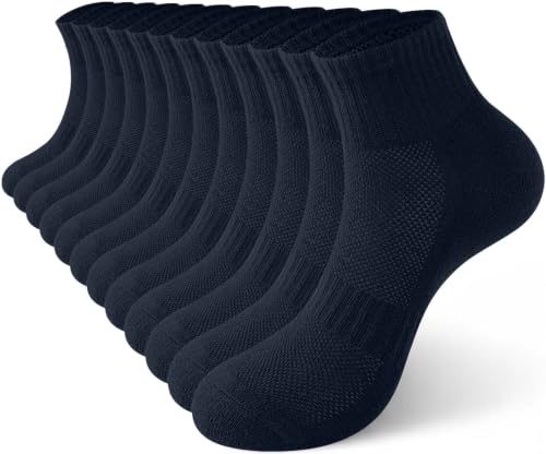 Image of Womens Ankle Socks Cotton Mini Crew Cushioned Running Workout Socks 6 Pairs