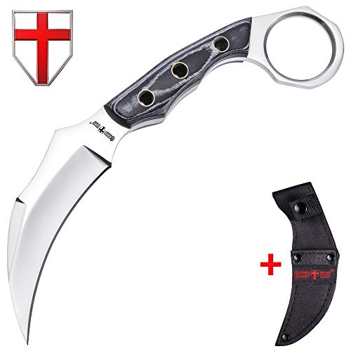 Grand Way Fixed Blade Karambit Knife with Mikarta Handle - Claw Blade